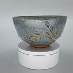 Load and play video in Gallery viewer, Hand Carved Blue Stoneware Bowl – One of a Kind Ceramic Bowl for Everyday Use | Bowl No. 5
