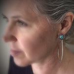 Load image into Gallery viewer, Cuerda | Sterling Silver Textured Dangle Earrings with Turquoise - Silver Harvest Studio
