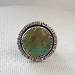 Load image into Gallery viewer, El Sol | Silver Textured Statement Ring with Large Turquoise - Silver Harvest Studio
