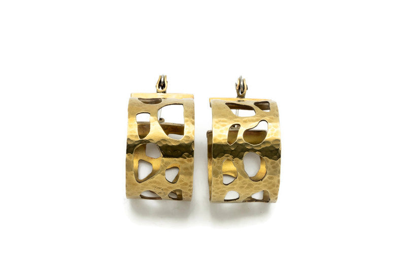Gold Patterned Hoop Earrings