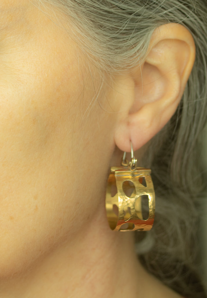 Gold Patterned Hoop Earrings