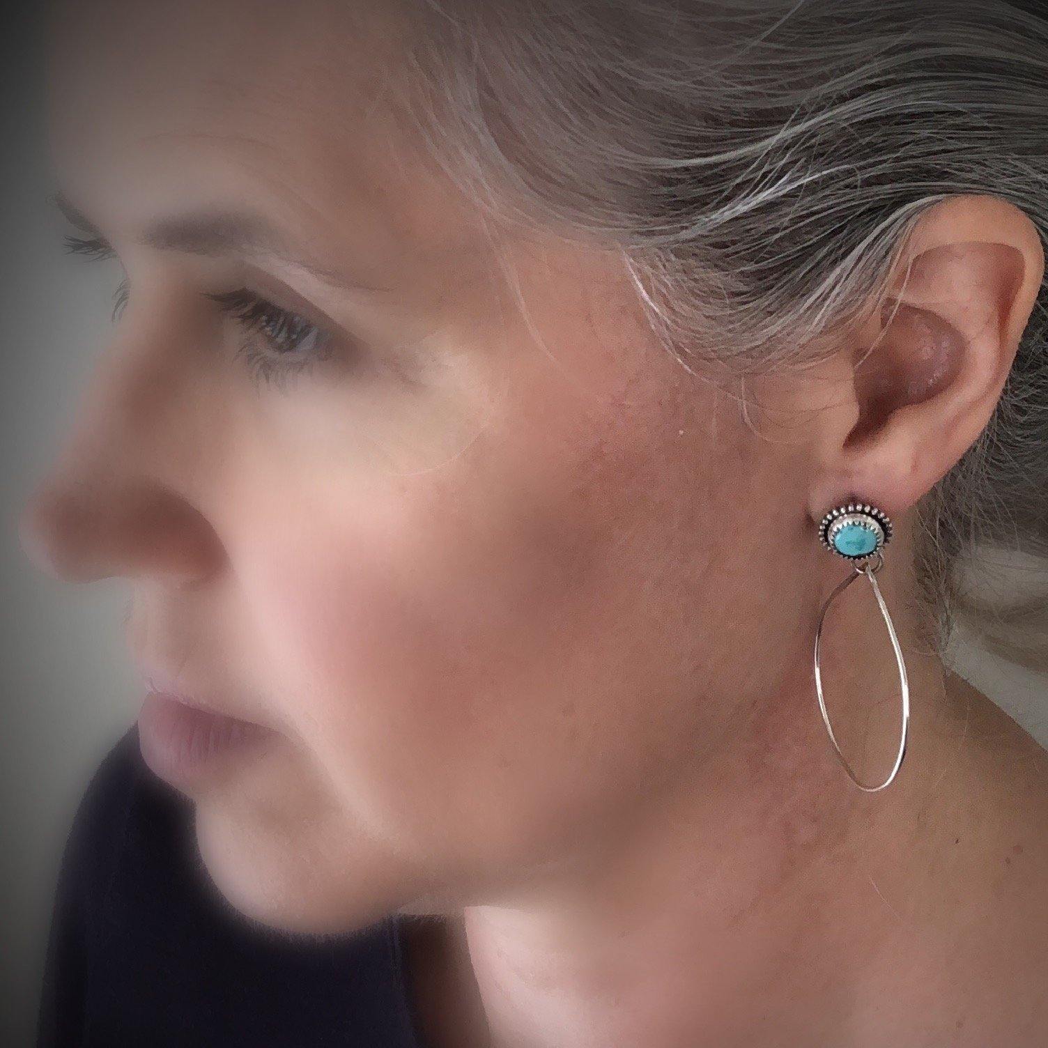 Mira | Sterling Silver Dangle Earrings with Turquoise - Silver Harvest Studio