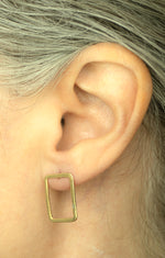 Load image into Gallery viewer, Gold Rectangle Earrings
