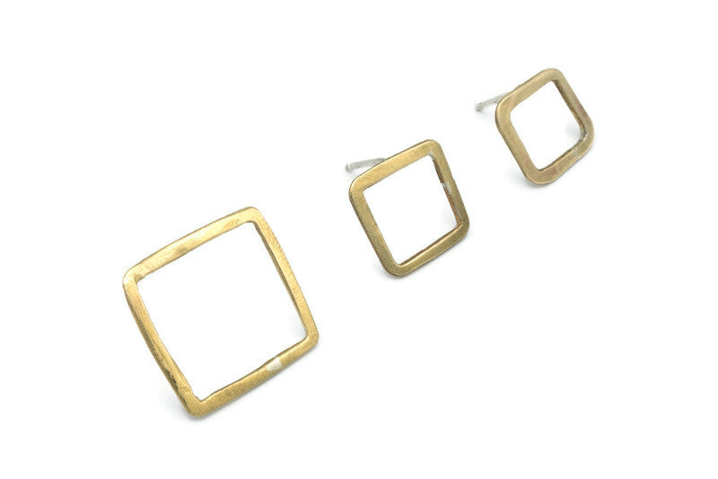 Gold Square Earrings