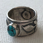 Load image into Gallery viewer, Trailing | Sterling Silver Botanical Statement Ring with Turquoise - Silver Harvest Studio
