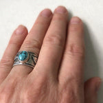 Load image into Gallery viewer, Trailing | Sterling Silver Botanical Statement Ring with Turquoise - Silver Harvest Studio
