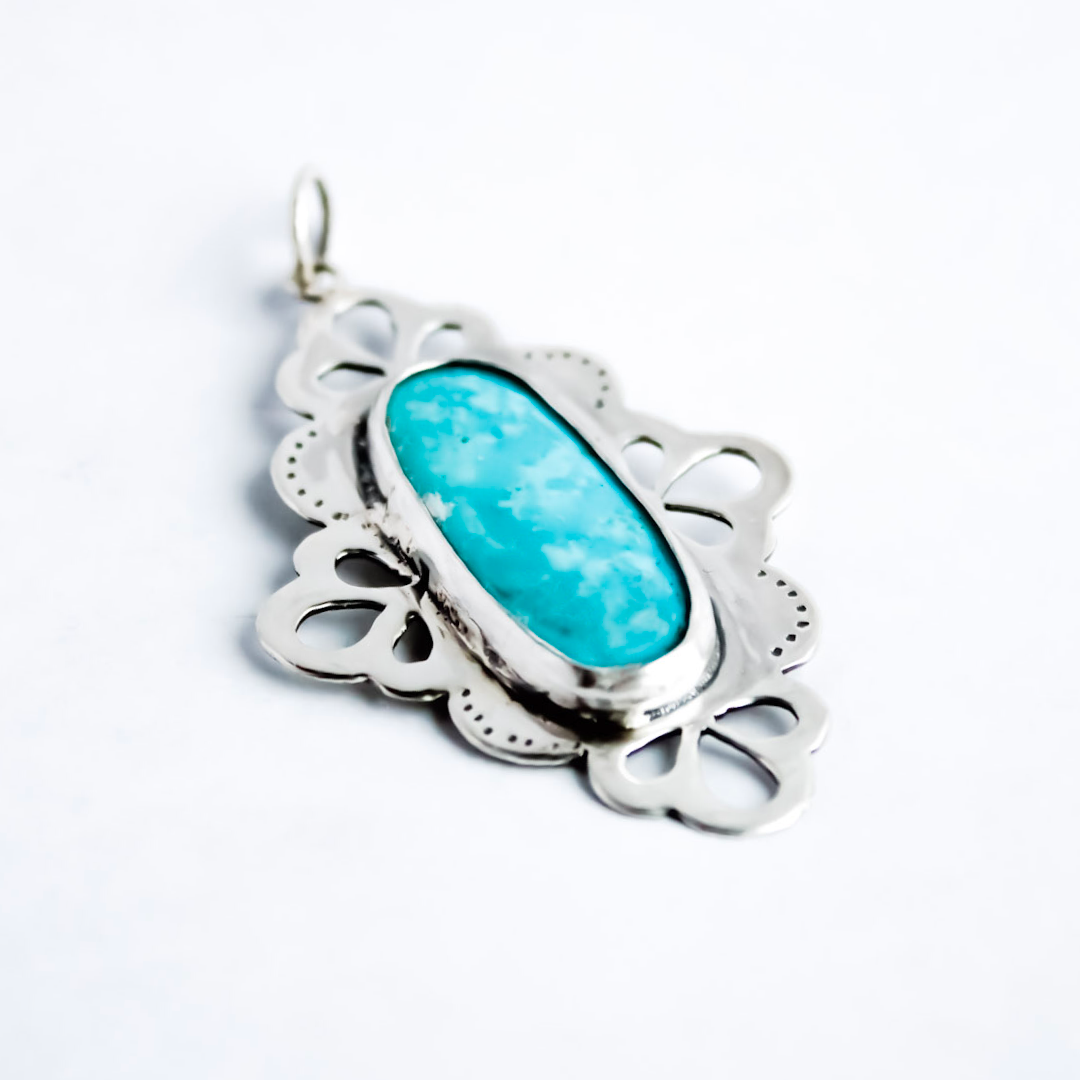 Turquoise and Lace Pendant (1 available)