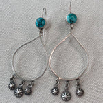 Load image into Gallery viewer, Concho | Sterling Silver Dangle Earrings with Turquoise - Silver Harvest Studio
