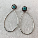 Load image into Gallery viewer, Cuerda | Sterling Silver Textured Dangle Earrings with Turquoise - Silver Harvest Studio
