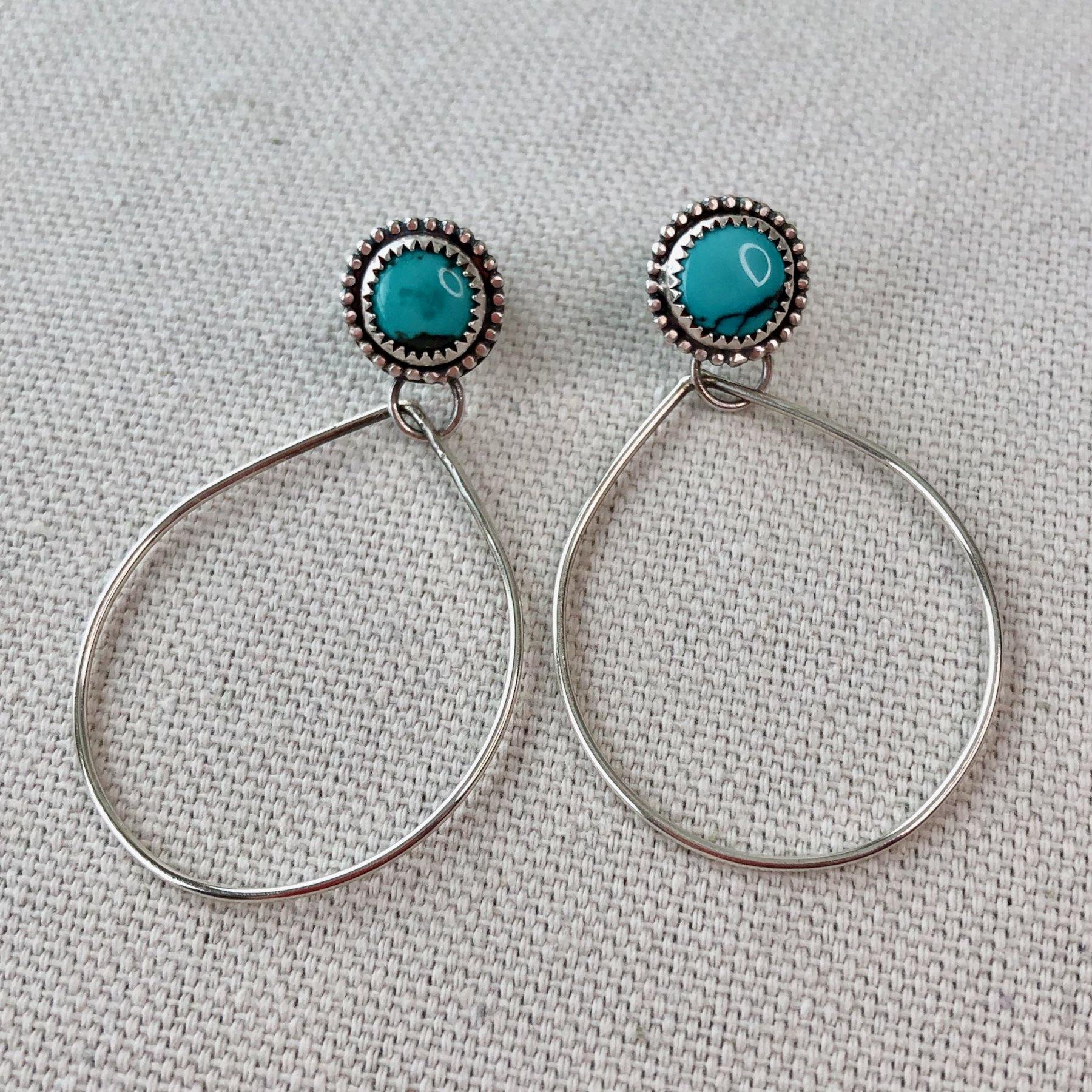 Mira | Sterling Silver Dangle Earrings with Turquoise - Silver Harvest Studio